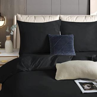 Pościel satyna bawełniana 140x200 SIN jednobarwna czarna
