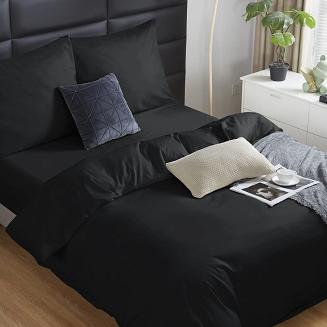 Pościel satyna bawełniana 140x200 SIN jednobarwna czarna