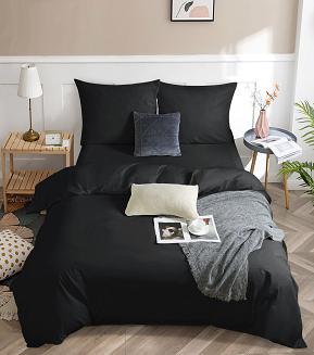 Pościel satyna bawełniana 140x200 SIN jednobarwna czarna