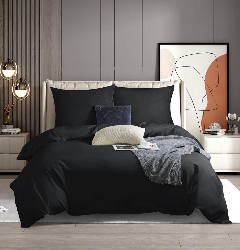 Pościel satyna bawełniana 140x200 SIN jednobarwna czarna