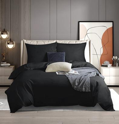 Pościel satyna bawełniana 140x200 SIN jednobarwna czarna