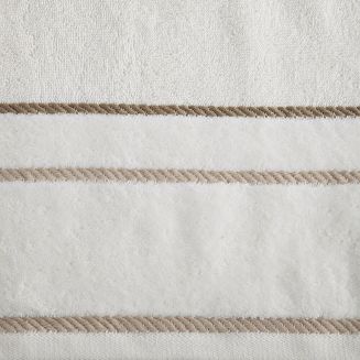 Ręcznik bawełniany z welurową bordiurą w ozdobne paseczki NEL 30x50 Eurofirany kremowy
