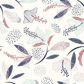 Piżama damska LUNA kod 675 różowa / rysowane kwiaty na kremie