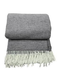 Koc wełniany z frędzlami 160x200 diagonalny ciemnoszary