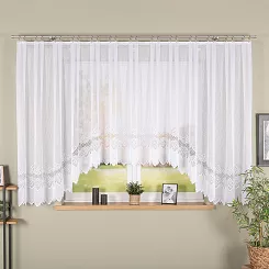 Firanka żakardowa gotowa na żabki MODESTA 400x160 biała