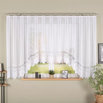 Firanka żakardowa gotowa na żabki MODESTA 400x160 biała