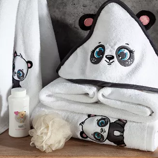 Ręcznik dziecięcy z kapturkiem BABY73 100x100 Eurofirany biały słodka panda