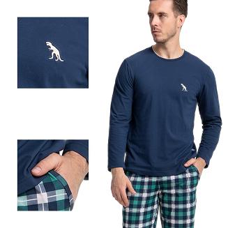 Piżama męska LUNA kod 800 granatowa / zielona krata