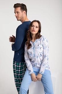 Piżama męska LUNA kod 800 granatowa / zielona krata