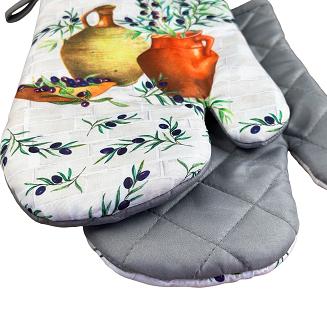 Rękawice kuchenne 18x27 z magnesem 2 szt. szare oliwna prowansja