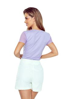 Bluzka damska z dekoracyjną koronką w górnej partii Maryla liliowa