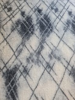 Koc wełniany żakardowy 160x200 kremowy szary marmurek trapezy