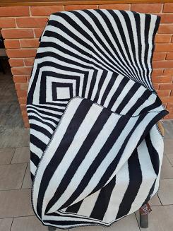 Koc bawełniano-akrylowy 150x200 geometryczna zebra