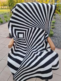 Koc bawełniano-akrylowy 150x200 geometryczna zebra