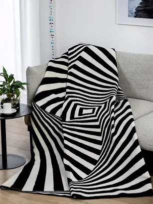 Koc bawełniano-akrylowy 150x200 geometryczna zebra