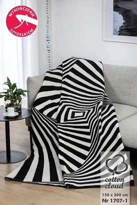 Koc bawełniano-akrylowy 150x200 geometryczna zebra