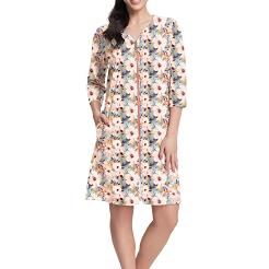 Szlafrok damski LUNA kod 892 różowa miętowa w kwiaty