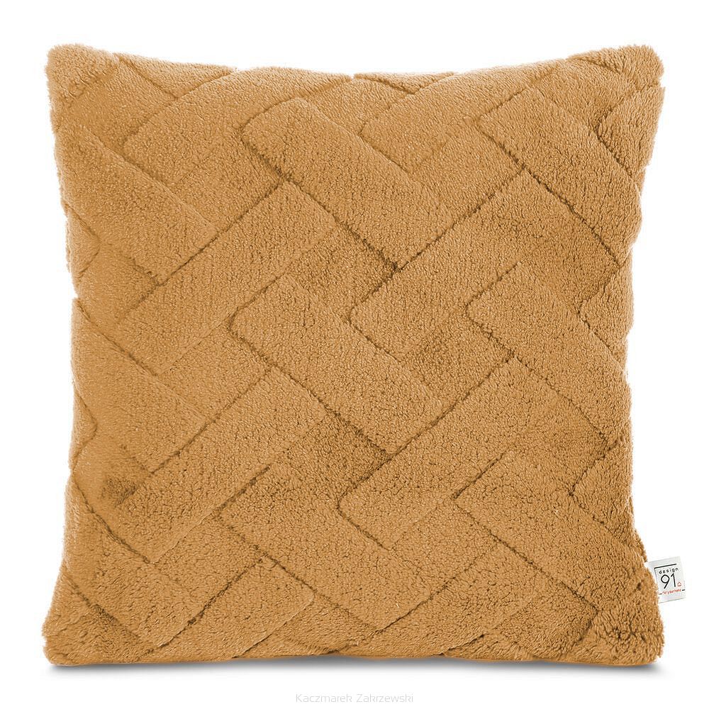 Poszewka dekoracyjna CARO 45x45 Design91 miodowa puszysta wytłaczana w kratę