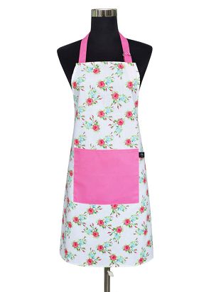 Bawełniany fartuch kuchenny z kieszonką 60x75 ENGLISH ROSE róże