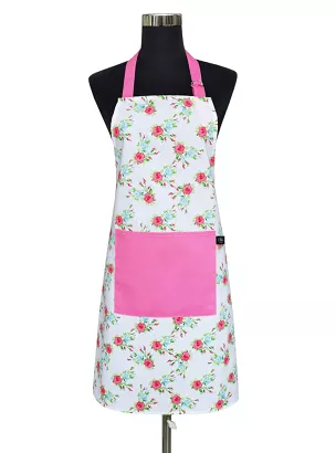 Bawełniany fartuch kuchenny z kieszonką 60x75 ENGLISH ROSE róże