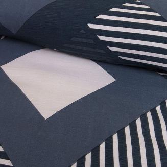 Pościel satyna bawełniana SATYNLOVE 180x200 granatowa kremowa geomatryczny wzór