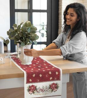 Obrus świąteczny 100x100 Eurofirany czerwony