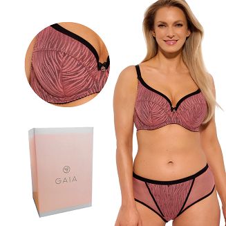 Biustonosz z koronką Semi-Soft Lise 1259 półusztywniany morelowy czarny