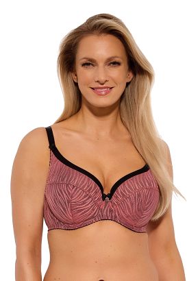 Biustonosz z koronką Semi-Soft Lise 1259 półusztywniany morelowy czarny