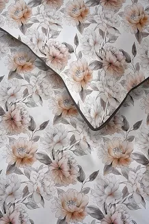 Poszewki z perkalu 40x40 białe w beżowe kwiaty - komplet 2 szt