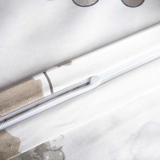 Pościel bawełniana LARIN BROWN 200x220 biała w brązowe i beżowe kwiaty