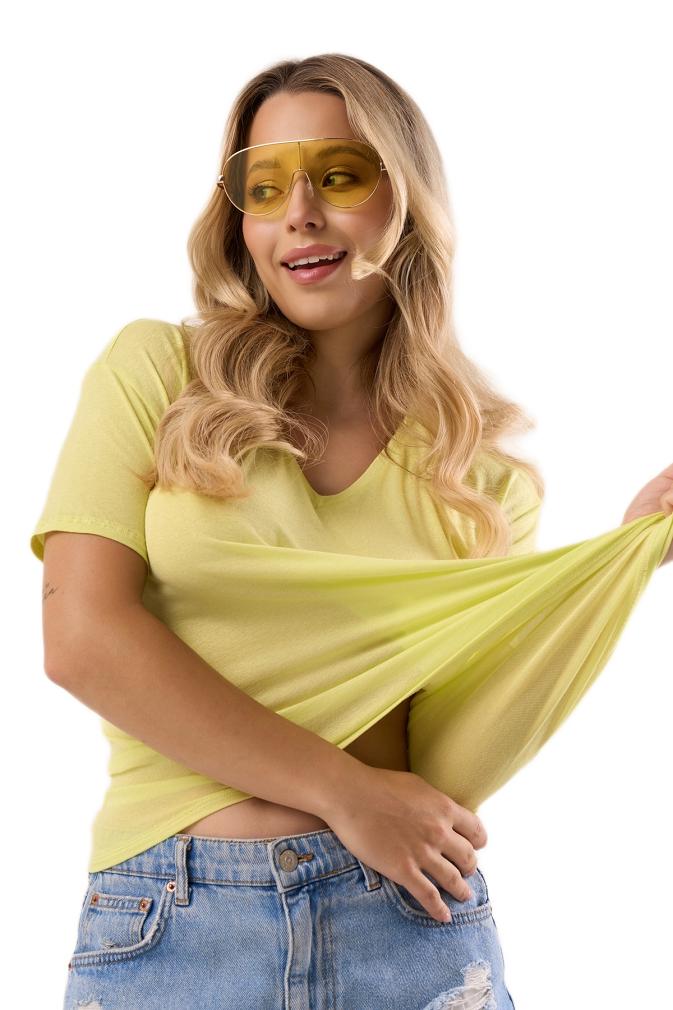 Bluzka damska z krótkim rękawem SERINA limonkowa