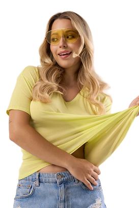 Bluzka damska z krótkim rękawem SERINA limonkowa