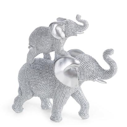 Figurka dekoracyjna ELDO 17X6X17 Eurofirany srebrna słonica ze słoniątkiem
