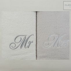 Komplet ręczników 2 szt. 50x90 Eurofirany biały/srebrny
