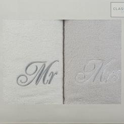 Komplet ręczników 2 szt. 50x90 Eurofirany biały/srebrny