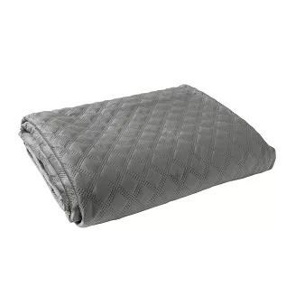 Narzuta dekoracyjna VELVI 170x210 pikowana w geometryczny wzór antracytowa
