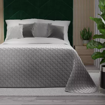 Narzuta dekoracyjna VELVI 170x210 pikowana w geometryczny wzór antracytowa
