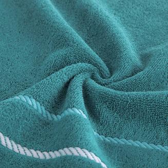 Ręcznik bawełniany z welurową bordiurą w ozdobne paseczki NEL 30x50 Eurofirany ciemnoturkusowy