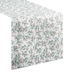 Bieżnik dekoracyjny wodoodporny GRACE 40x140 Eurofirany biały zielony wzór botaniczny gałązki