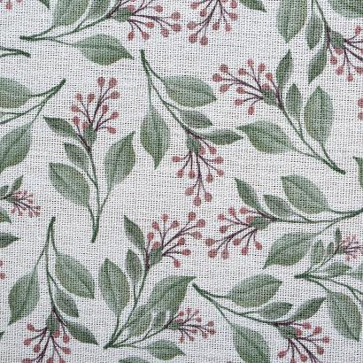 Bieżnik dekoracyjny wodoodporny GRACE 40x140 Eurofirany biały zielony wzór botaniczny gałązki