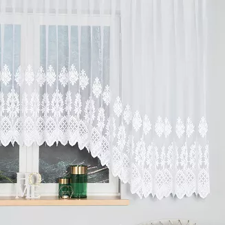 Firanka żakardowa gotowa na żabki LUDMIŁA 600x160 biała