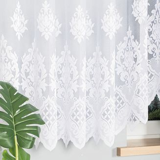 Firanka żakardowa gotowa na żabki LUDMIŁA 600x160 biała