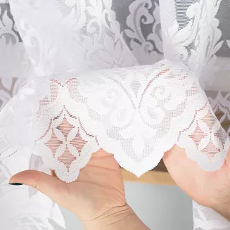 Firanka żakardowa gotowa na żabki LUDMIŁA 600x160 biała