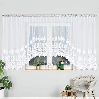 Firanka żakardowa gotowa na żabki LUDMIŁA 600x160 biała
