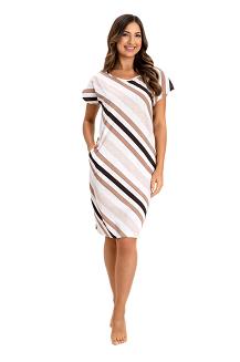 Koszula damska REGINA kod 175 biała brązowa czarna ukośne pasy kieszenie