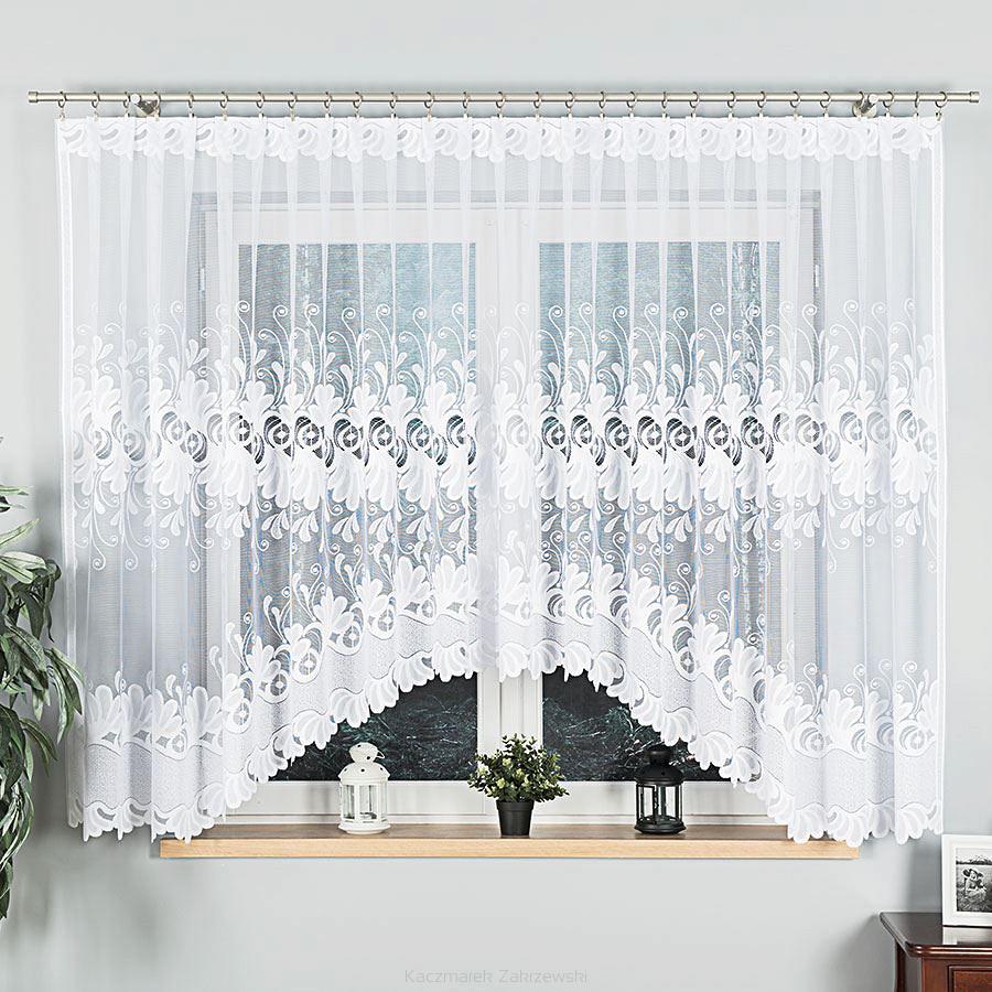Firanka żakardowa gotowa na żabki KASJANA 400x160 biała