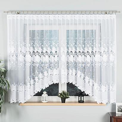 Firanka żakardowa gotowa na żabki KASJANA 400x160 biała