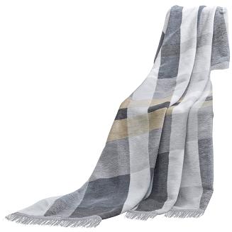 Koc bawełniano-akrylowy 150x200 Darymex grafitowy brązowy kremowy krata