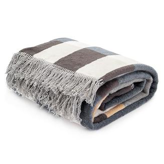 Koc bawełniano-akrylowy 150x200 Darymex grafitowy brązowy kremowy krata