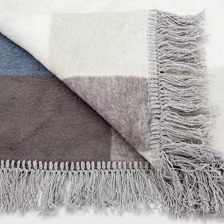 Koc bawełniano-akrylowy 150x200 Darymex grafitowy brązowy kremowy krata